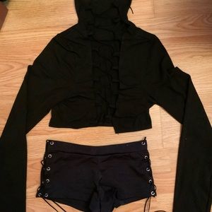 Lace up crop top and shorts